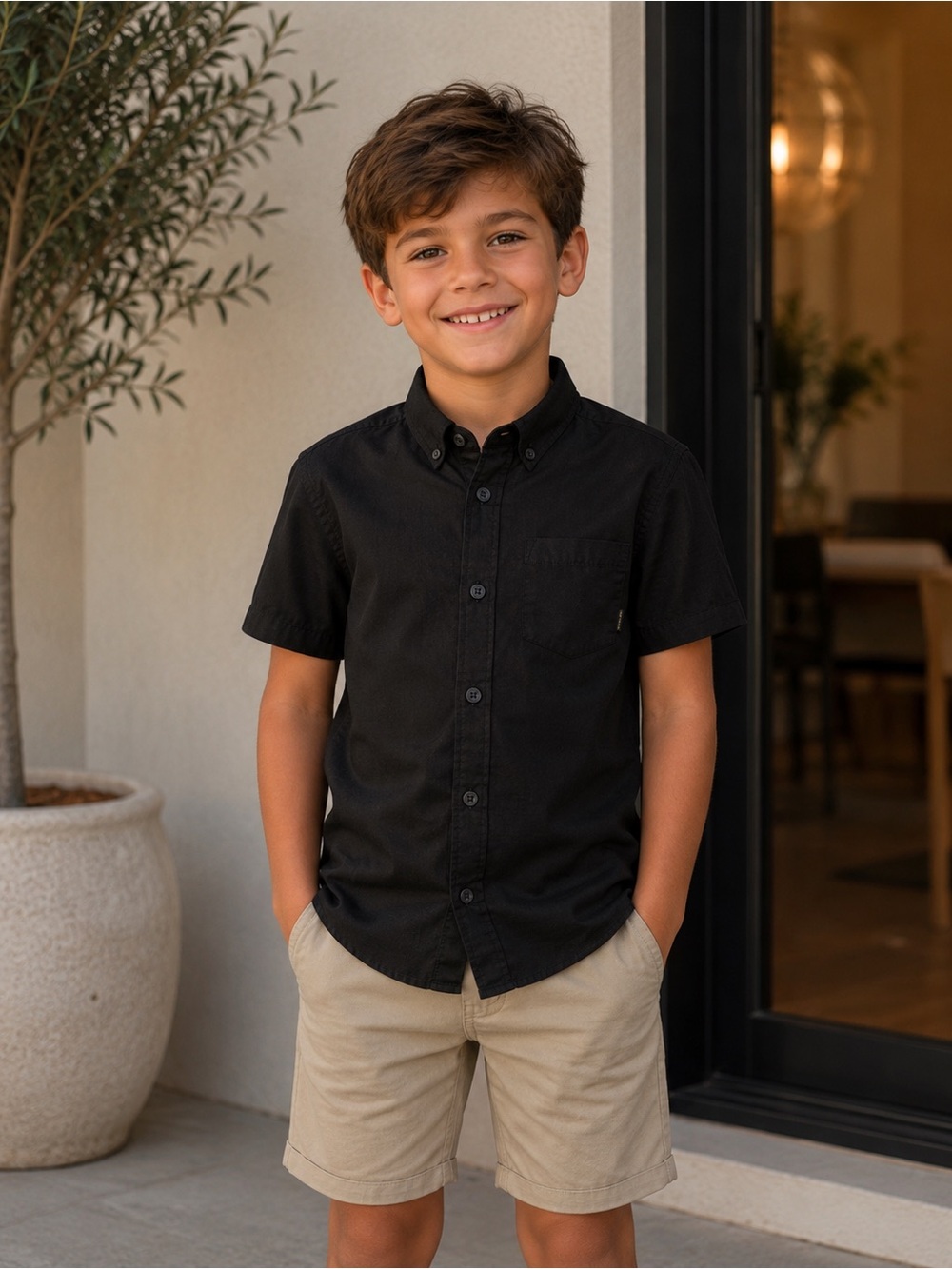 $38 Quiksilver Everyday Wilsden Short Sleeve Button-Up Beach Polo NEW XS 8 Black